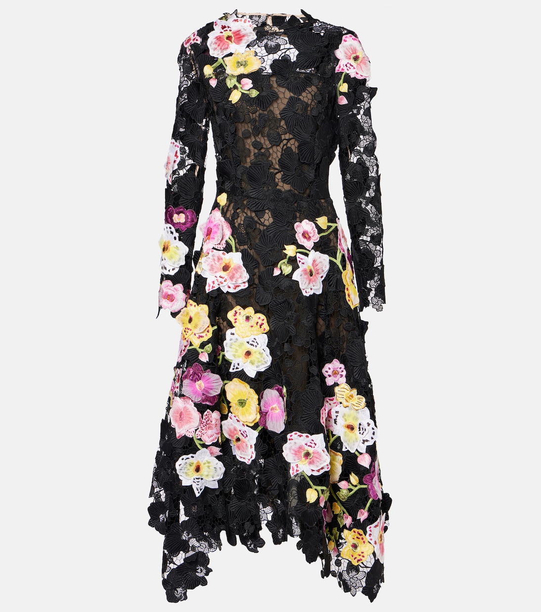  Oscar De La Renta: Vestito lungo guipure floreale, elegante e pieno di sogni
