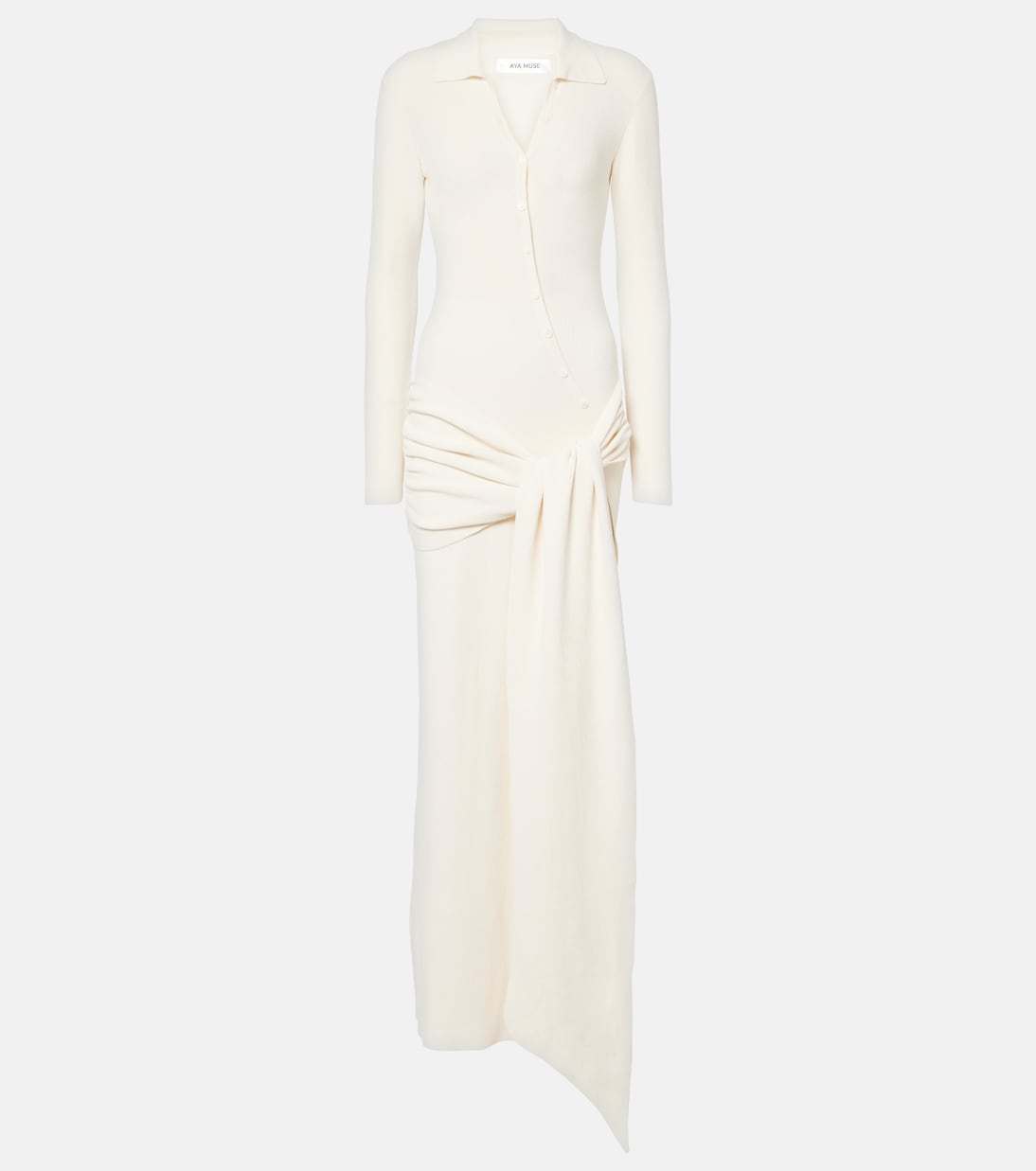  Aya Saros: Elegante Abito Maxi in Misto Cotone con Drappeggio
